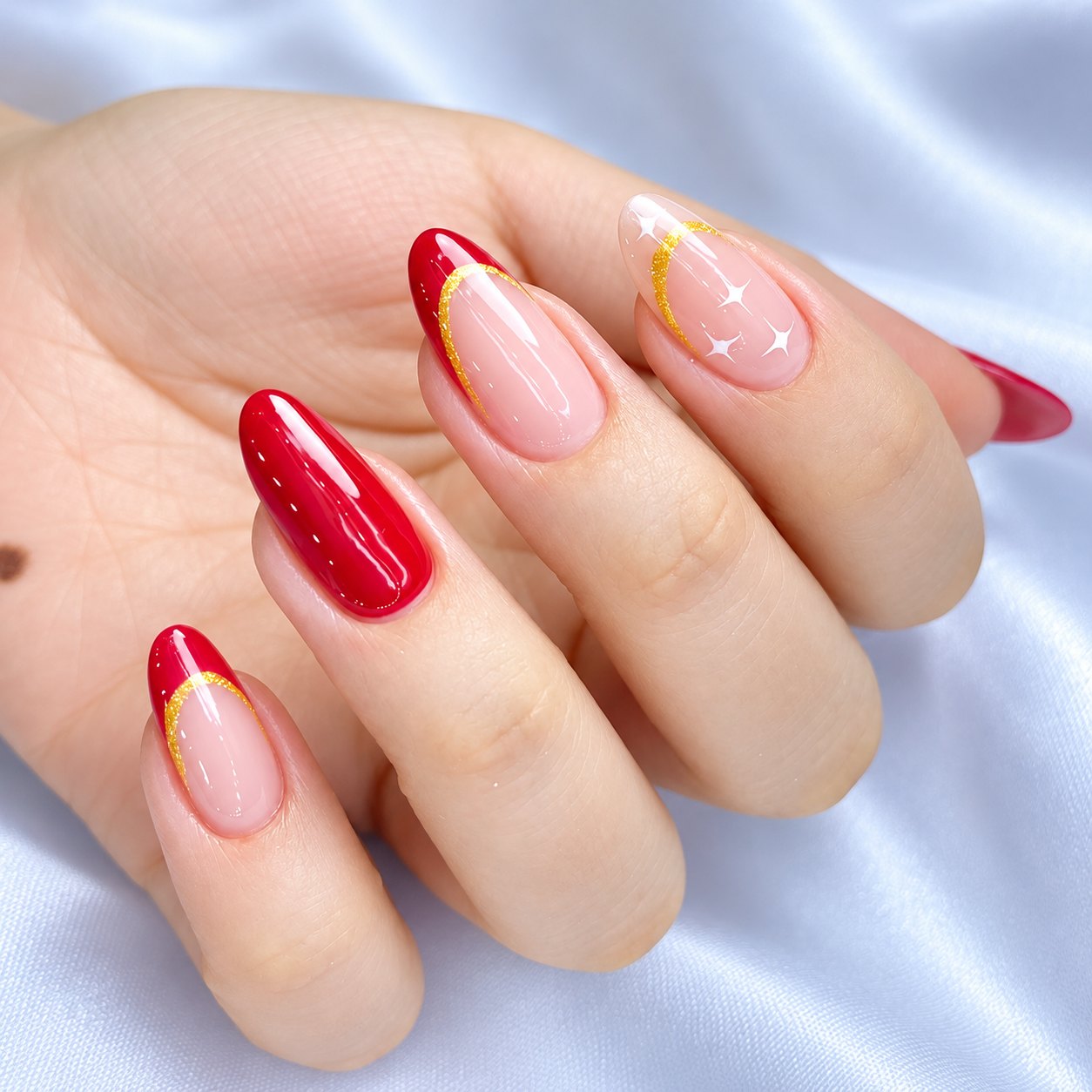 Red French with gold line