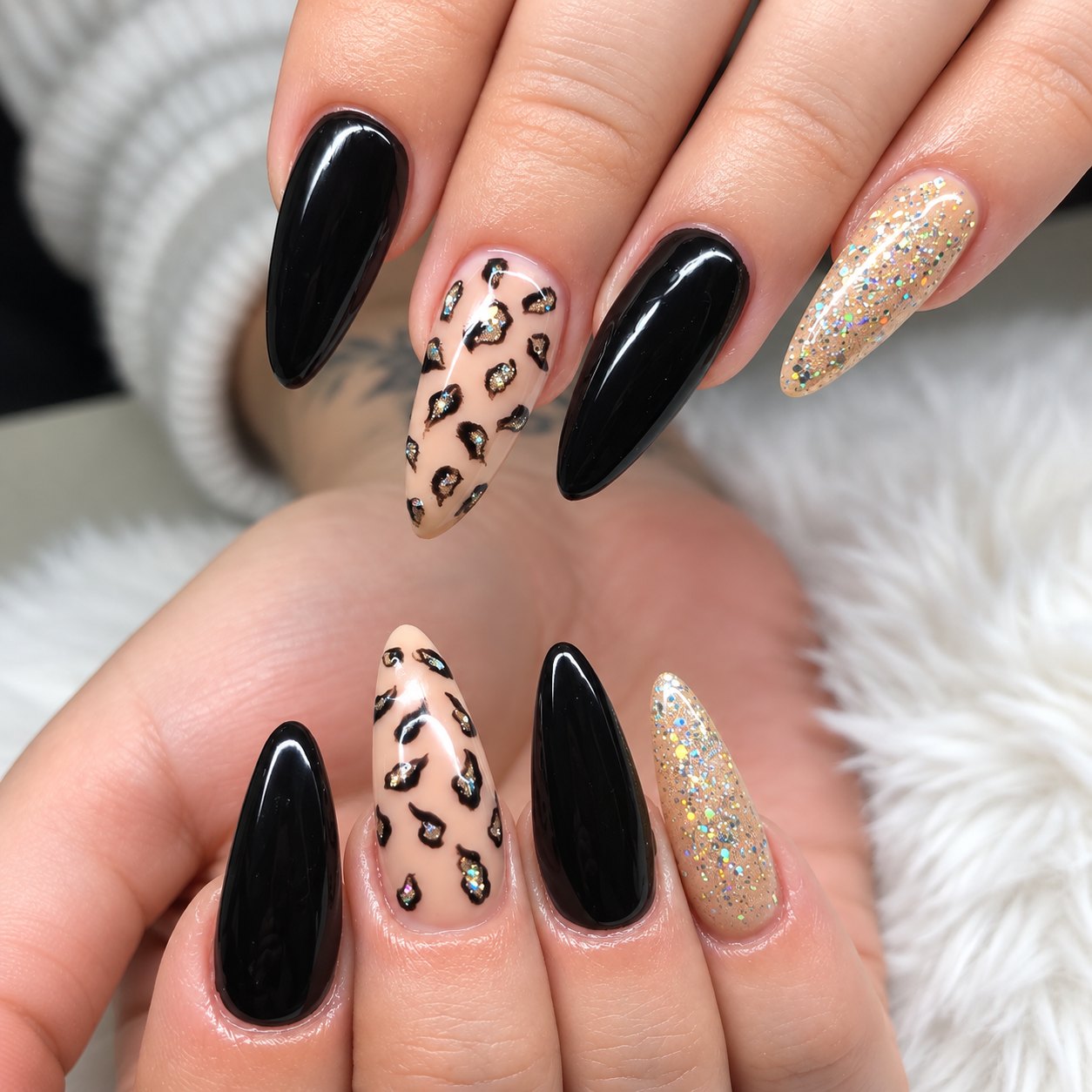 Black, leopard & glitter